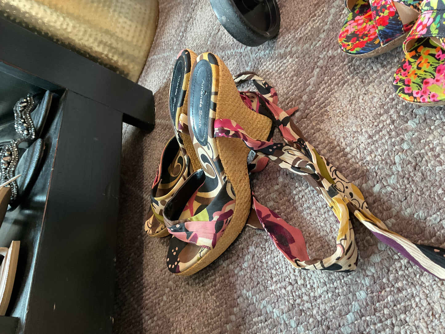 Multi color Amanda Smith  Slingback Wedge Sandals, 6