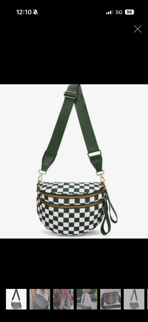Green White Nylon Bag Women-Accessories/Purses
