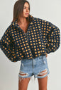 Buttermelon Navy & Gold Checkered Sherpa Jacket