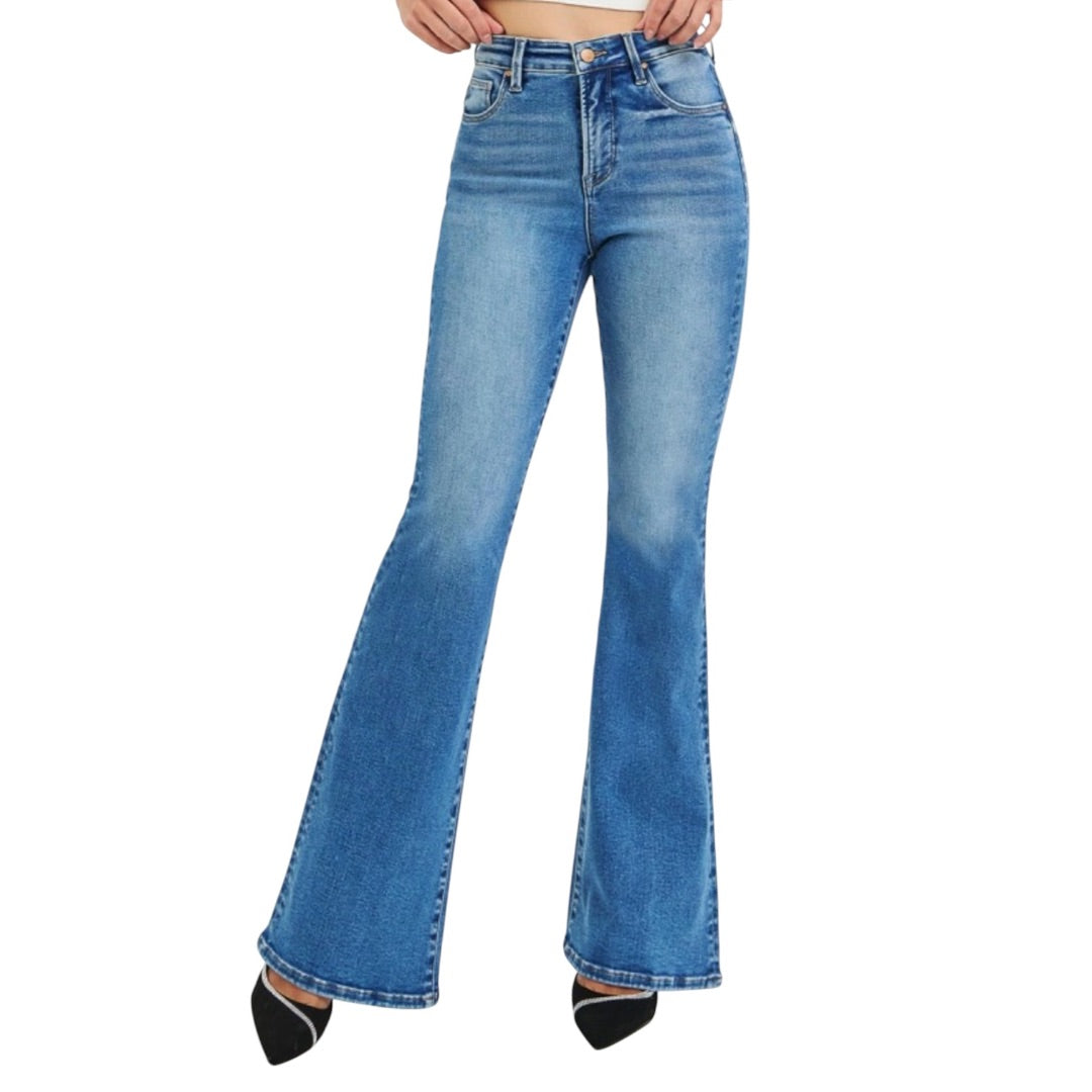 Medium Risen Tummy Control High Rise Flare Jeans Women-Bottoms, 9