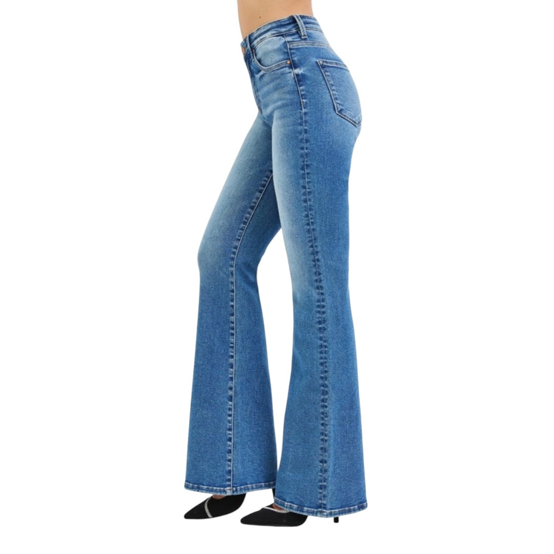Medium Risen Tummy Control High Rise Flare Jeans Women-Bottoms, 9