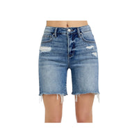 Medium Risen Tummy Control High Rise Loose Fit Mid-Length Shorts Women-Bottoms, Large