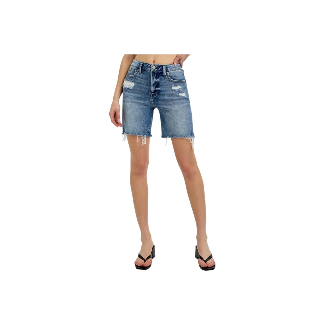 Medium Risen Tummy Control High Rise Loose Fit Mid-Length Shorts Women-Bottoms, Medium