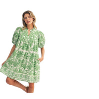Mint green Jodifl Boho Floral Eyelet Babydoll Dress – Green Women-Dresses/Rompers, S