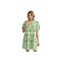 Green Jodifl Boho Floral Eyelet Babydoll Dress – Green Women-Dresses/Rompers, Large