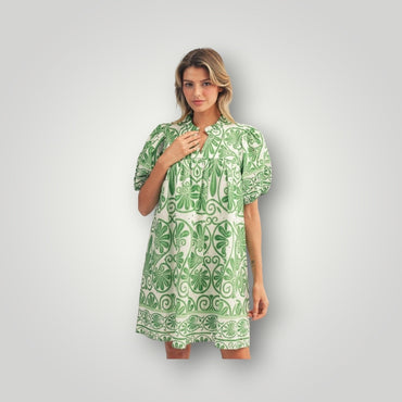 Green Jodifl Boho Floral Eyelet Babydoll Dress – Green Women-Dresses/Rompers, Large