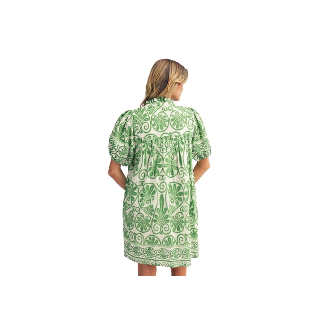 Green Jodifl Boho Floral Eyelet Babydoll Dress – Green Women-Dresses/Rompers, Medium