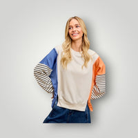 Orange/Blue Bibi Women-Tops, XL