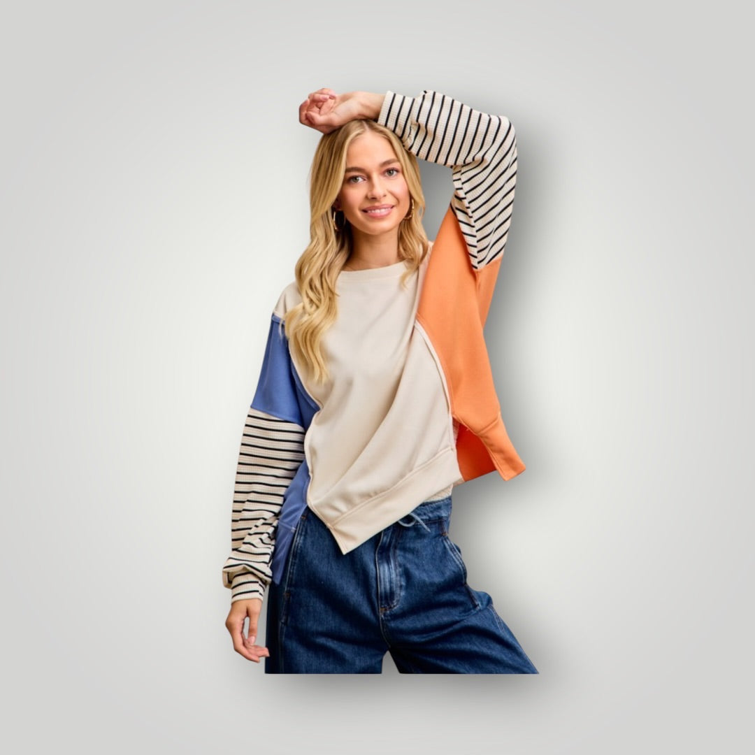 Orange/Blue Bibi Women-Tops, Large