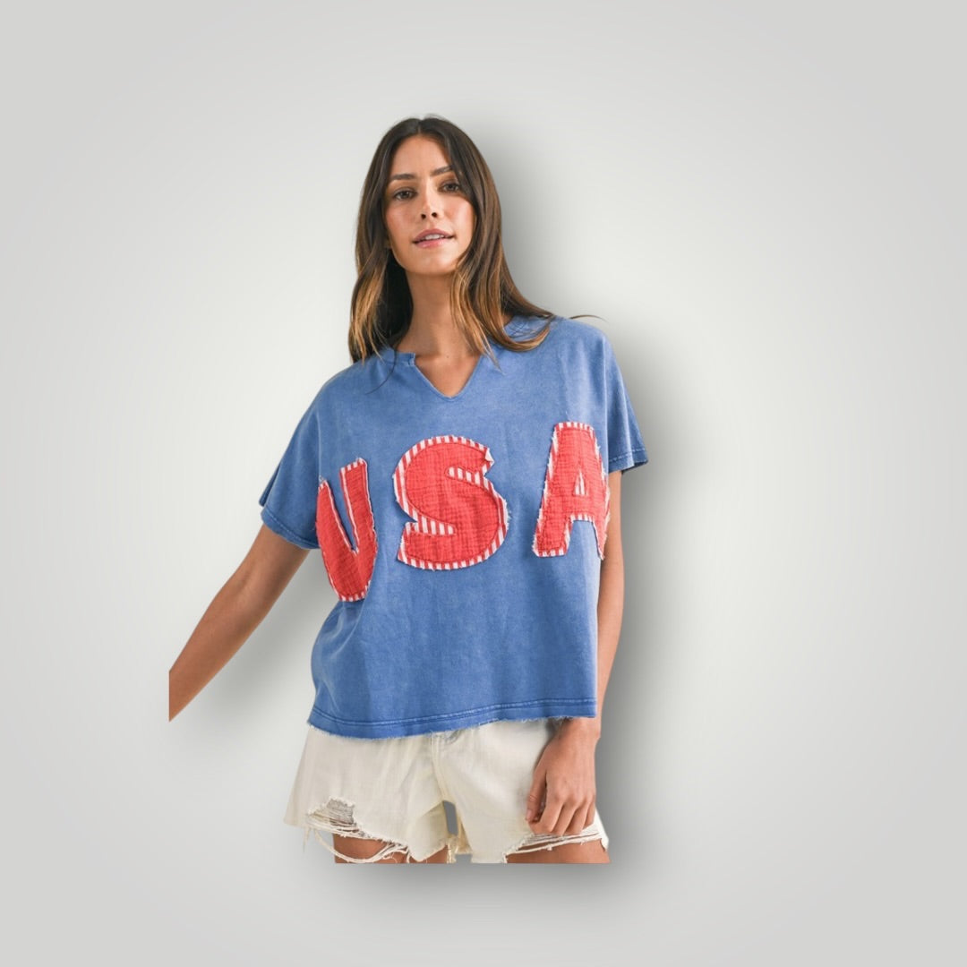Washed Blue Bibi Women-Tops, Small