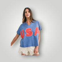 Washed Blue Bibi Women-Tops, Medium
