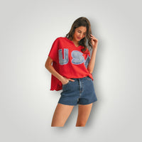 Washed Red BiBi Women-Tops, Large