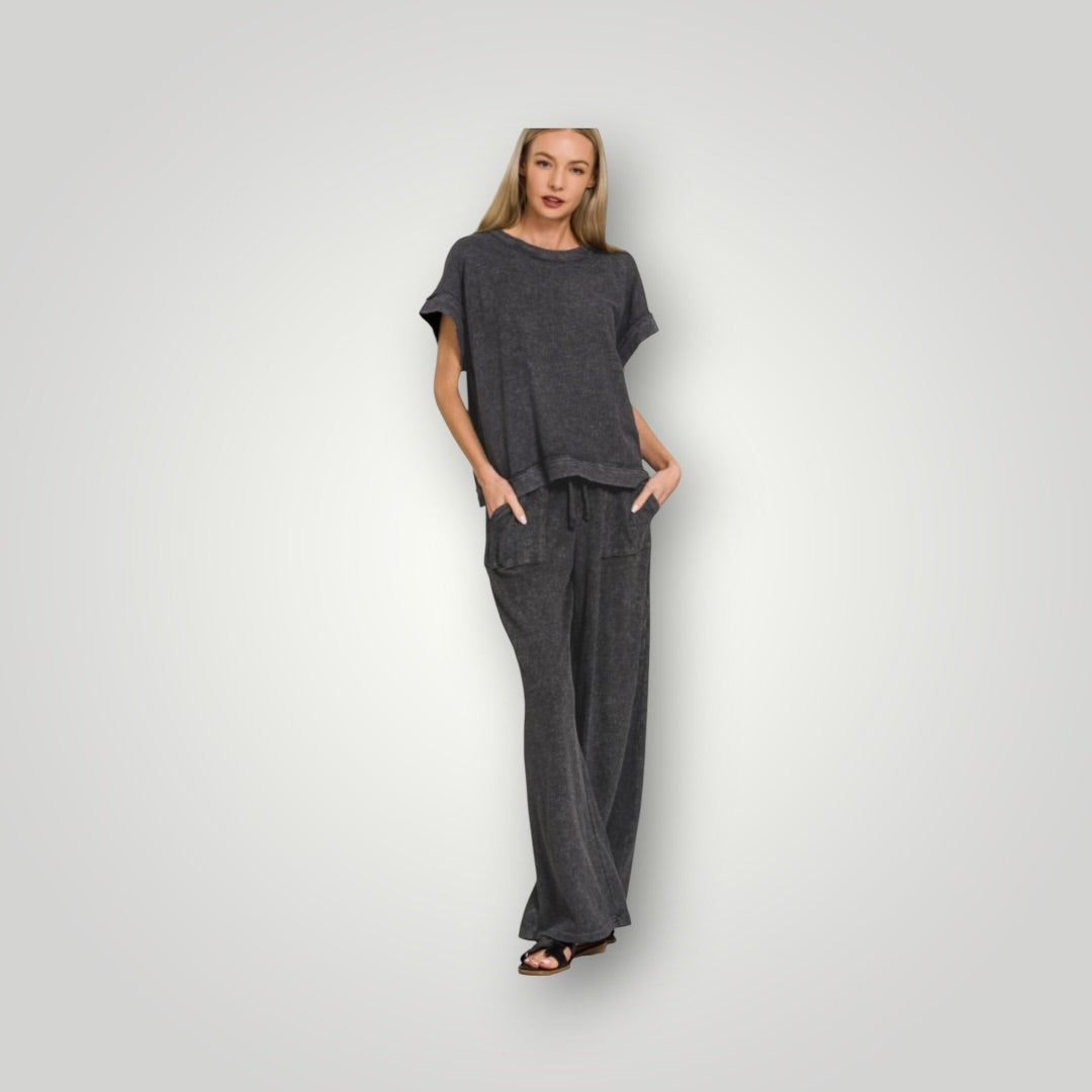 Black Zenana Shorts Set Outfit, Small