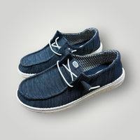 Navy Hey Dude Woven Slip-On Shoes, 9W