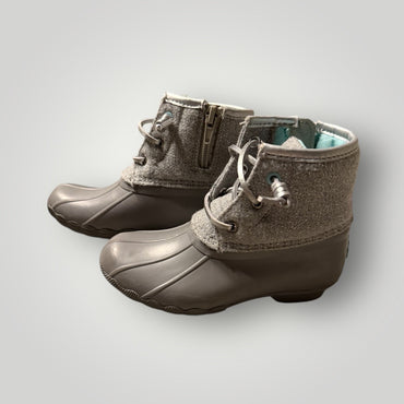 Grey/teal Sperry Rain Boots, 11