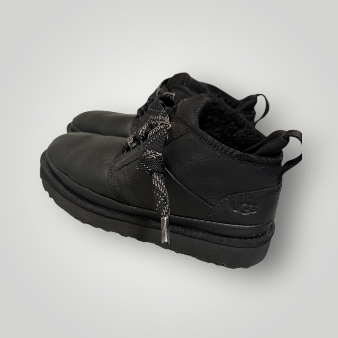 Black Ugg Leather Lace-Up Boots, 8