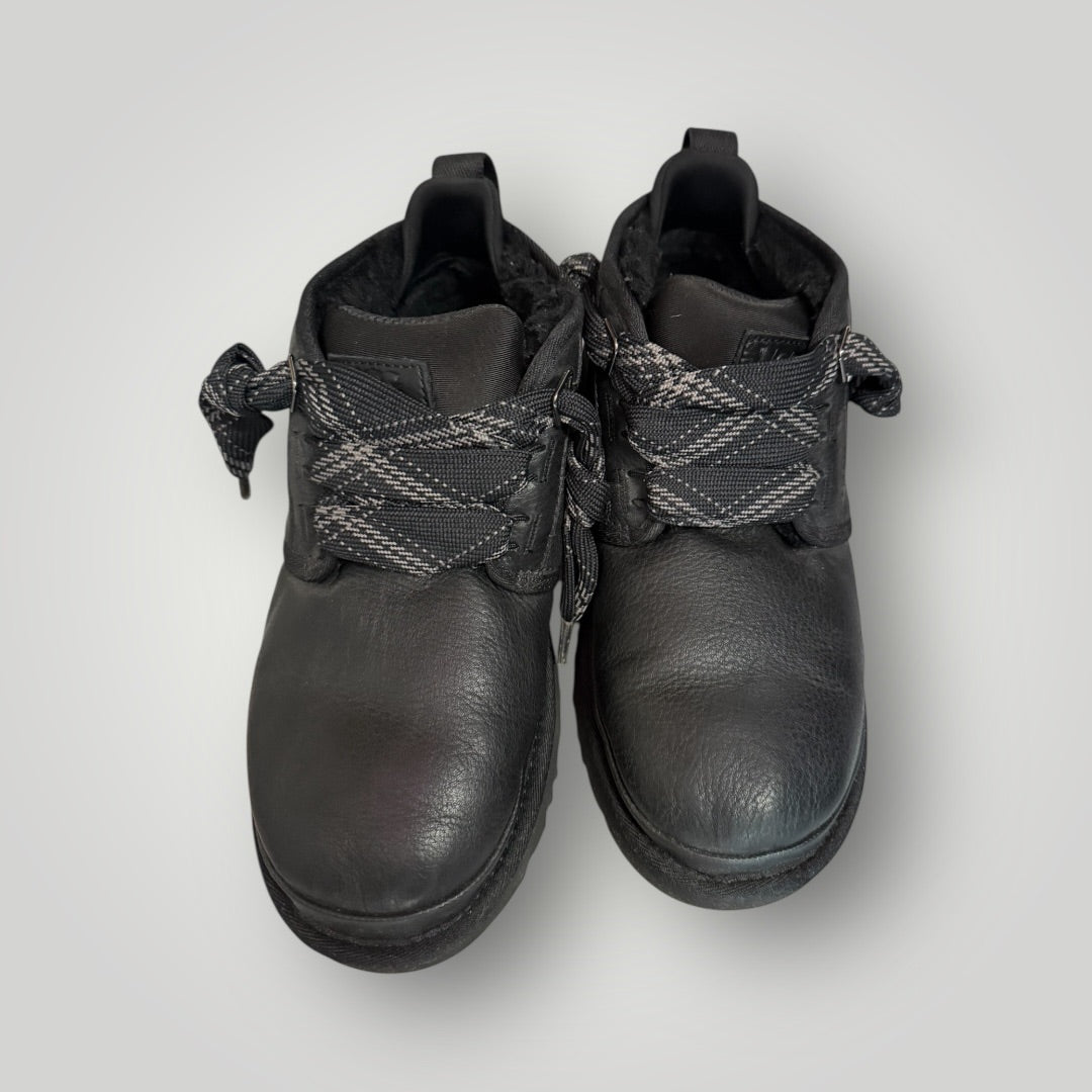 Black Ugg Leather Lace-Up Boots, 8