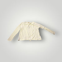 White Hem & Thread Ribbed Tie-Front Top, Small