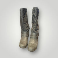 Grey No Brand Mid-Calf Buckle Boots, 7.5