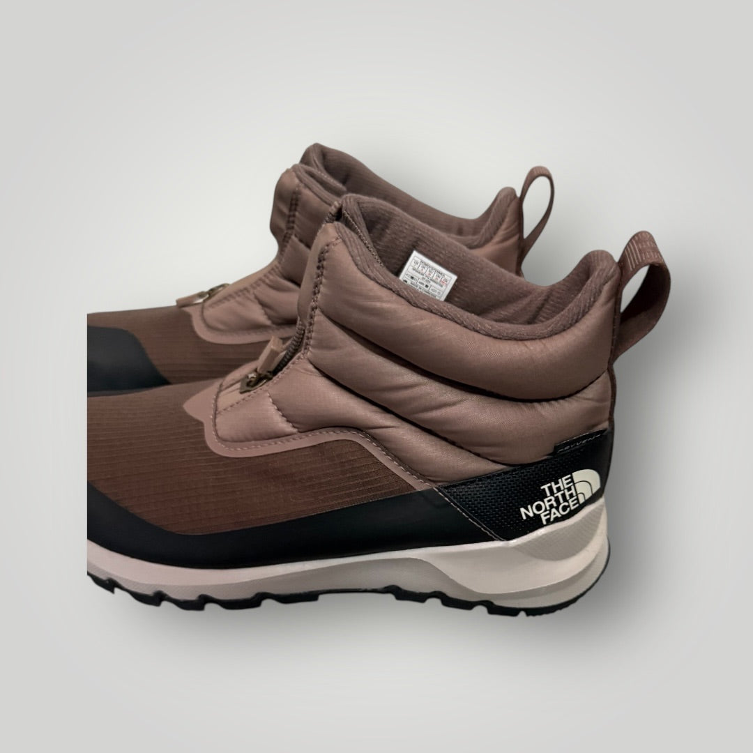 Brown / Taupe with Black & Cream Accents The North Face Insulated Zip-Up Winter Boots, 7