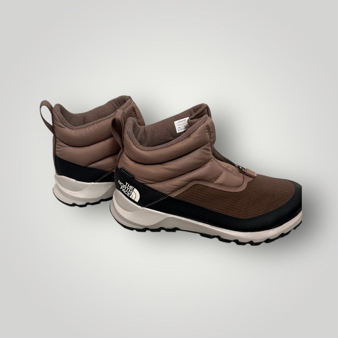 Brown / Taupe with Black & Cream Accents The North Face Insulated Zip-Up Winter Boots, 7