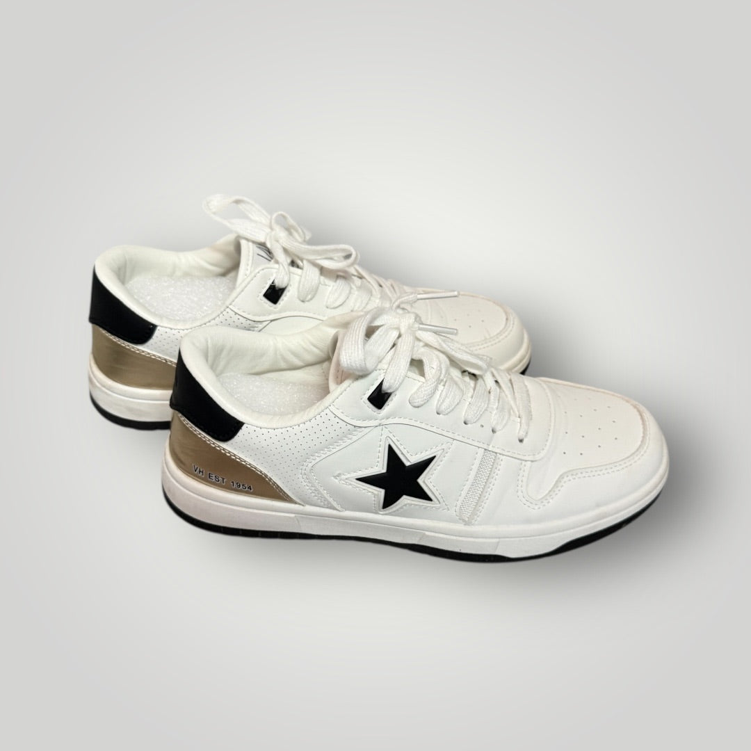 Black/White/Gold Vintage Havana Star Accent Low-Top Sneakers, 10