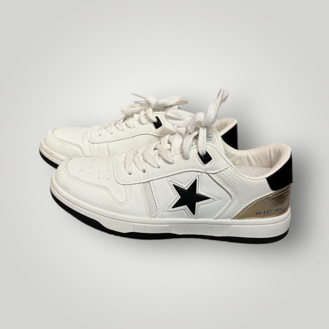 Black/White/Gold Vintage Havana Star Accent Low-Top Sneakers, 10