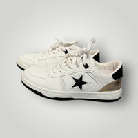 Black/White/Gold Vintage Havana Star Accent Low-Top Sneakers, 10