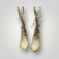 Neutral  Western-Inspired Mid-Calf Boots, 8.5