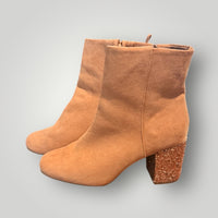 Pink Old Navy Pink Sparkle Block Heel Ankle Boots, 6