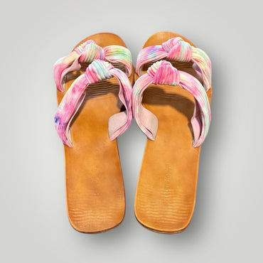 Pastel Bamboo Knot Slide Sandals, 6.5