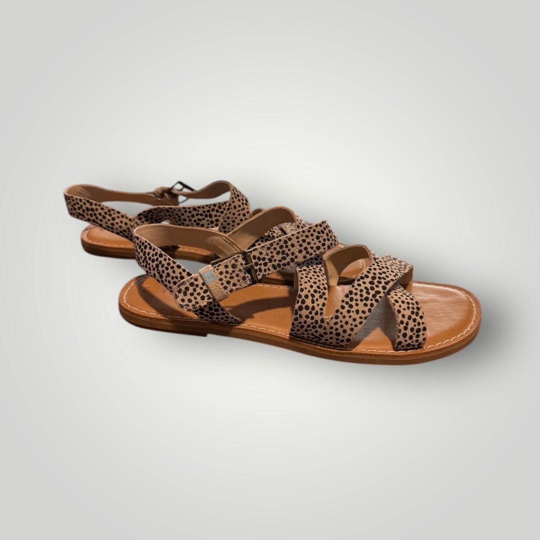Leopard Toms Strappy Sandals, 6.5