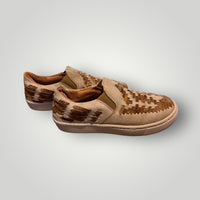 Natural Tan / Cream Agave Sky Handwoven Leather Slip-On Sneakers, 7