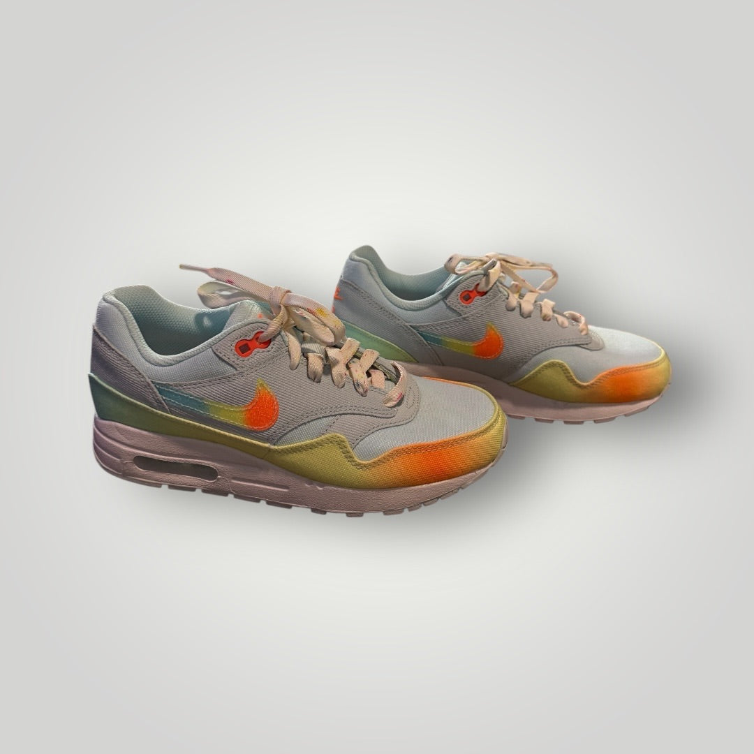 Baby blue with pastel yellow & orange accents Nike Air Max Sneakers (Baby Blue Colorway), 6.5