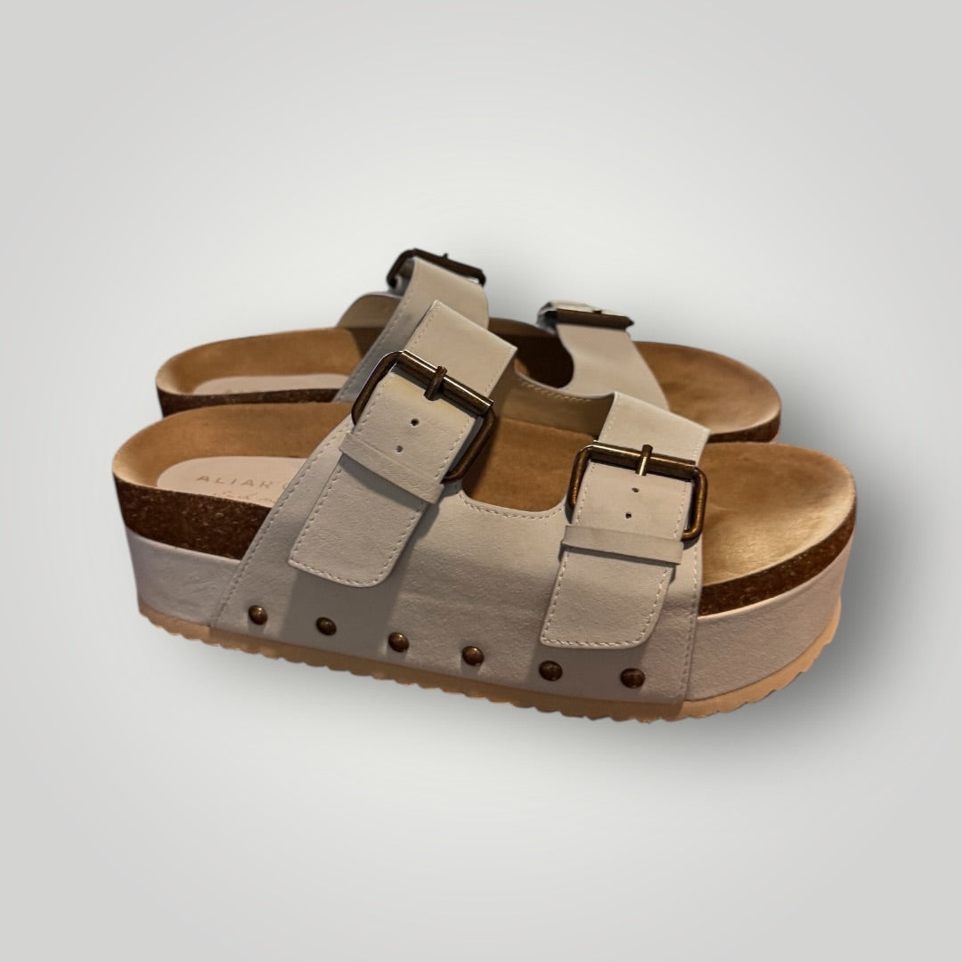 Baby Blue Altered State Platform Buckle Sandals, 7