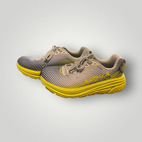 Gray / White Stripe with Neon Yellow HOKA Running Shoes, 6.5