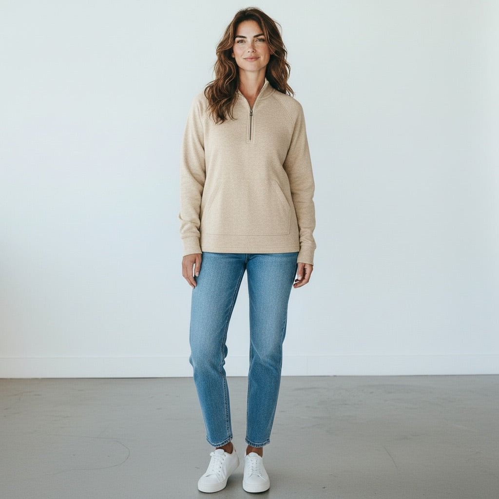 Beige Style & Co. Beige Quarter-Zip Fleece, XL