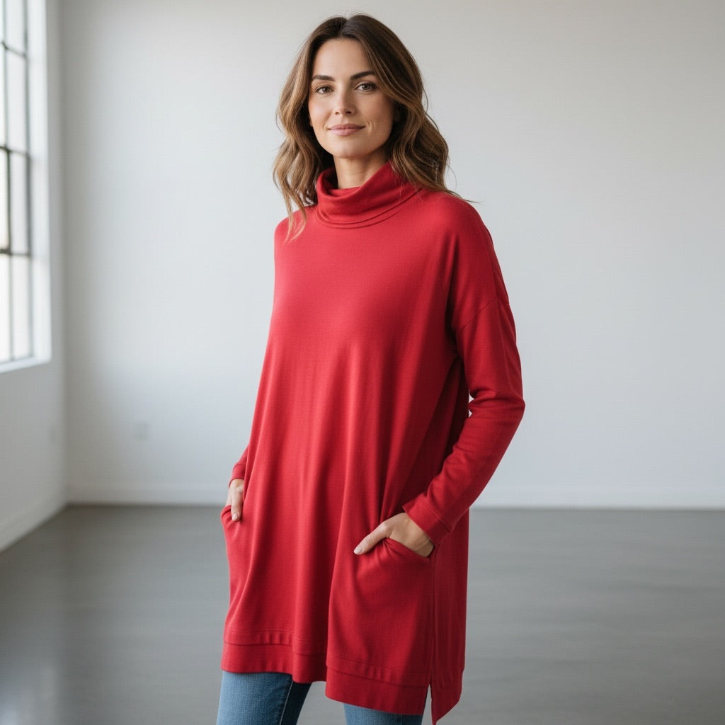 Red Multiples Pocket Tunic, XL