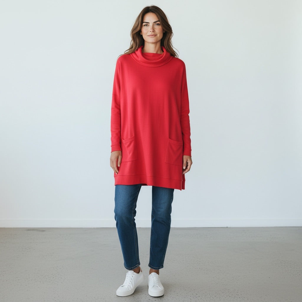 Red Multiples Pocket Tunic, XL