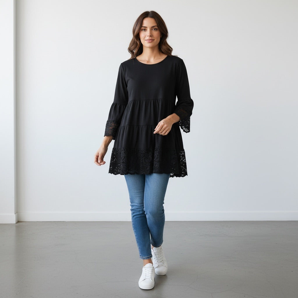 Black Mia Mia Women-Tops, 1X