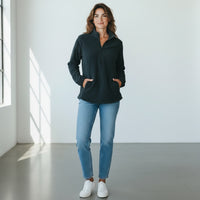 BCG Charcoal Quarter Zip Fleece Pullover Size Large