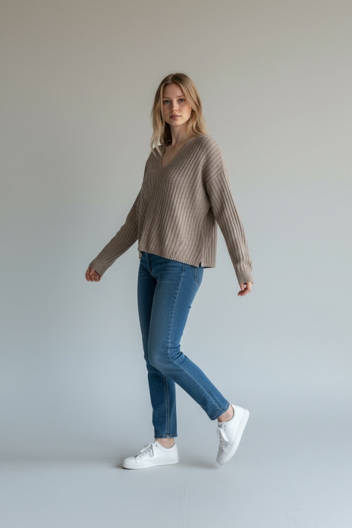 Taupe Pink Rose Women-Tops, Small