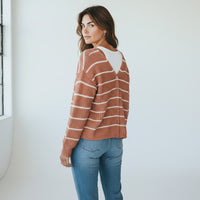 Rust/Cream Pink Rose Women-Tops, Small