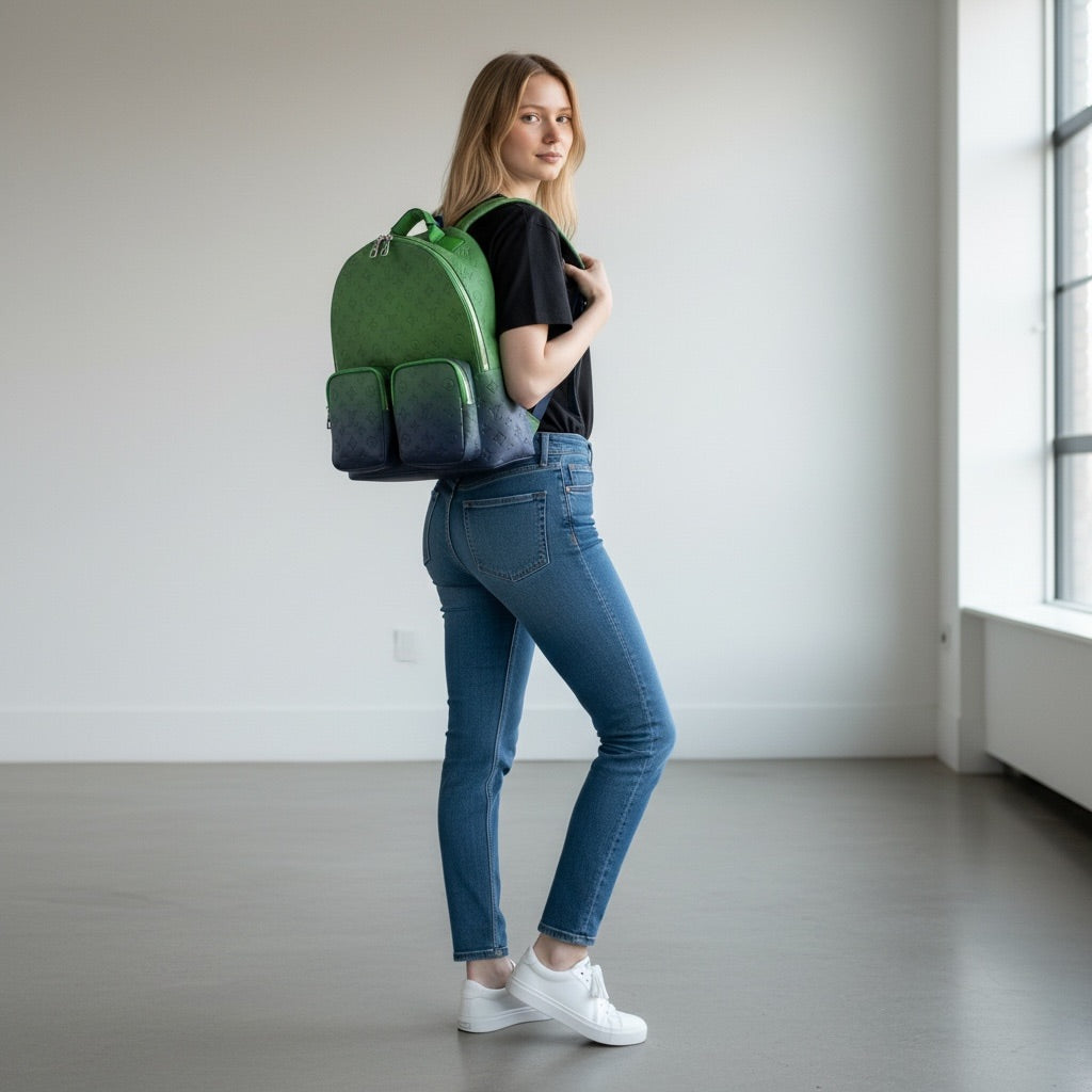 Green/Navy Louis Vuitton Dupe Women-Accessories/Purses