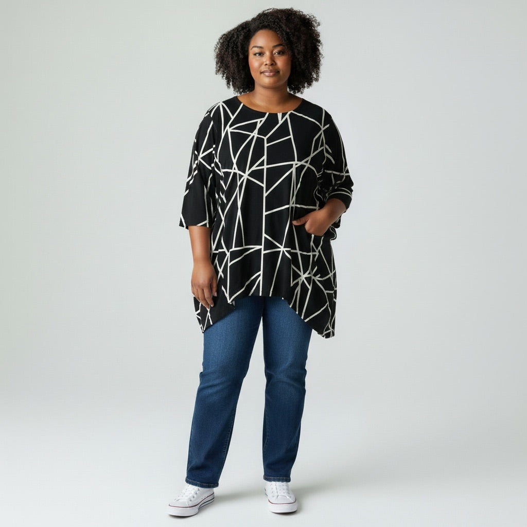 Black/Cream A la carte Women-Tops, XL