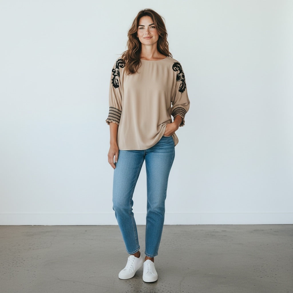 Light Brown/Black No Name Brand Women-Tops, Large