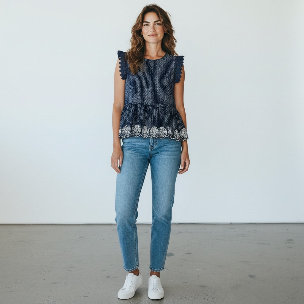 Navy Mine Women-Tops, Small