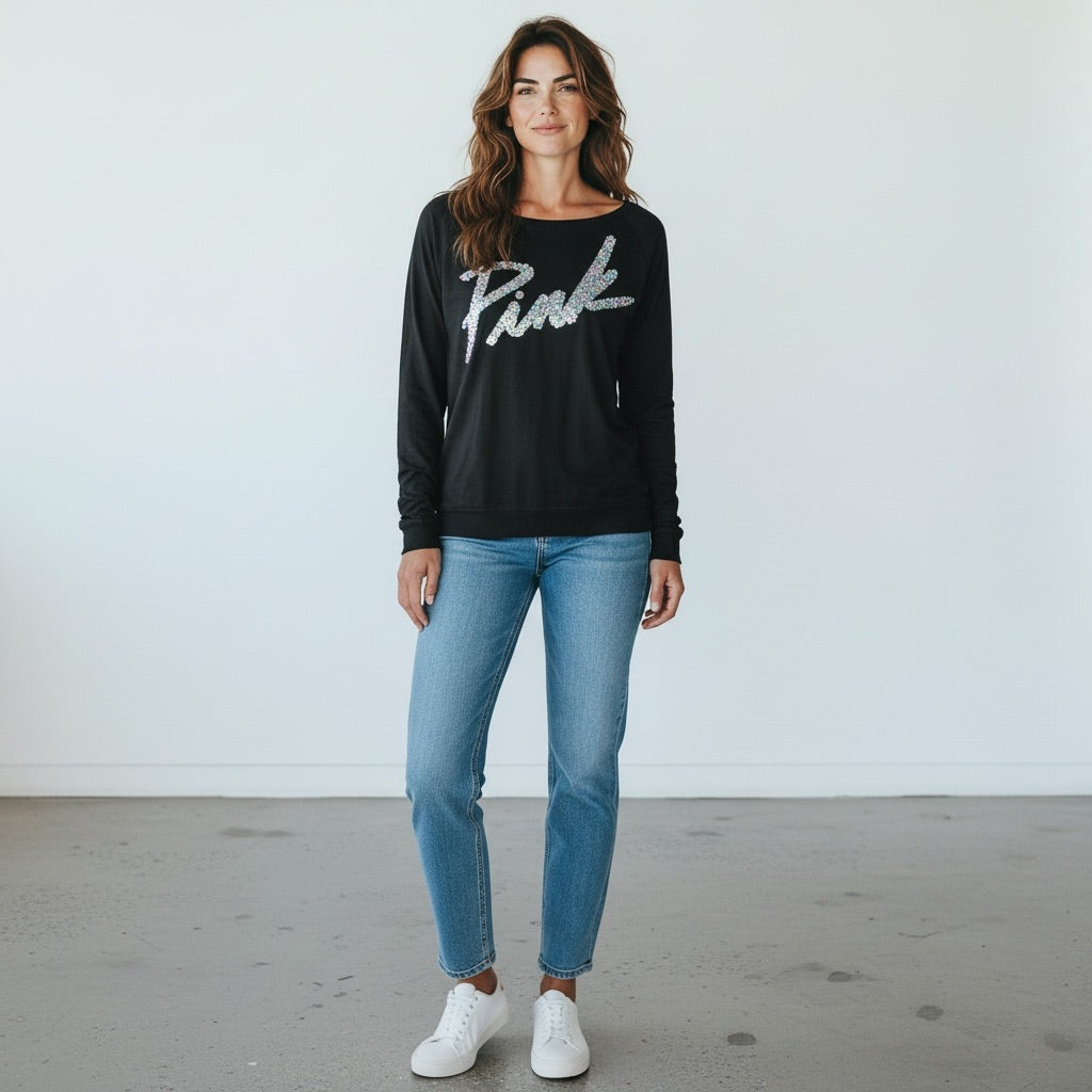 Black Pink Victoria Secret Women-Tops, Small