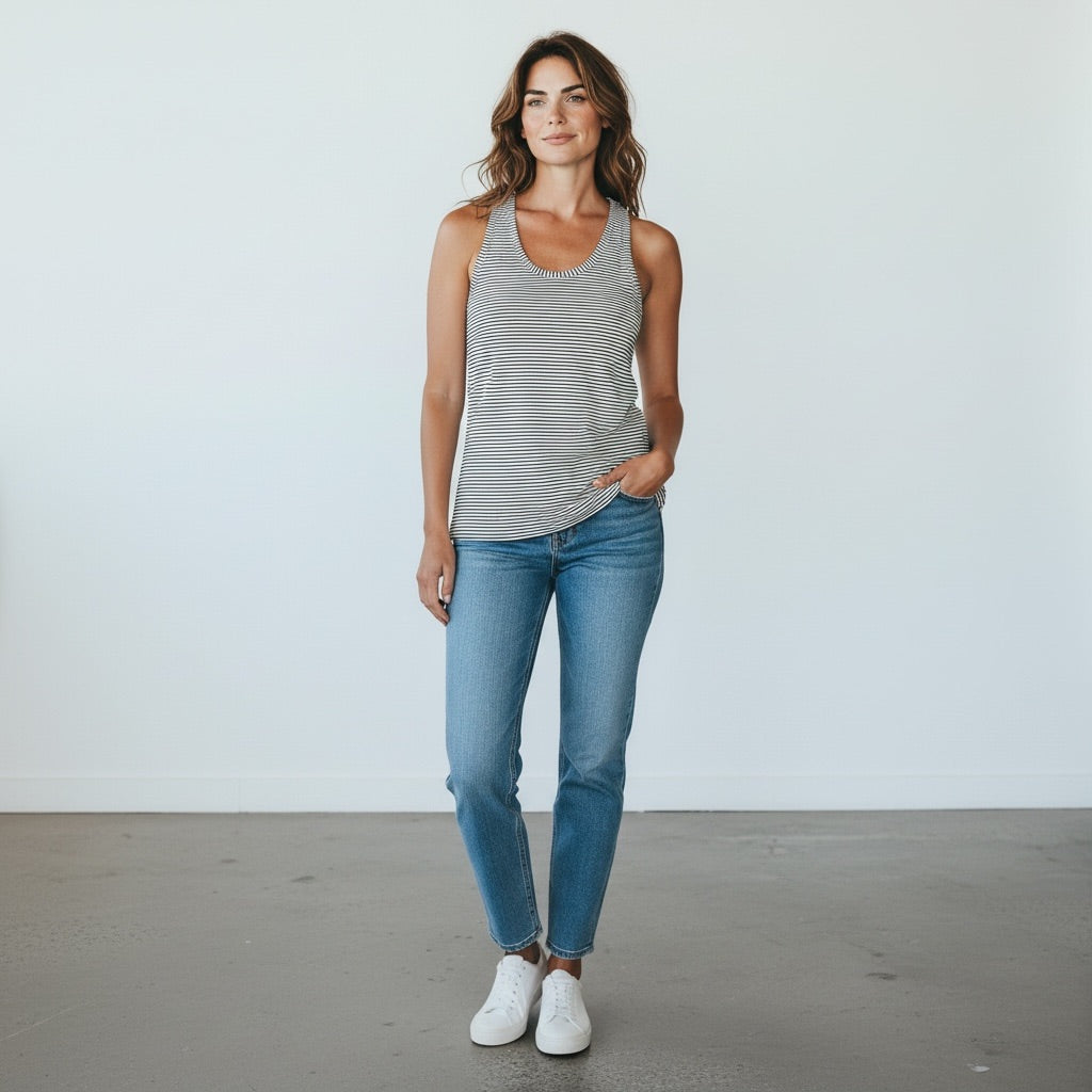 White/Black striped Lululemon Women-Tops, Unknown