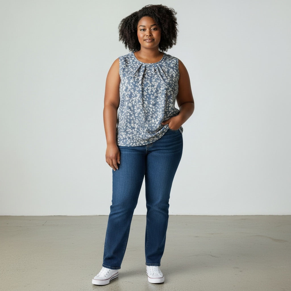 Blue/gray/White floral Unknown Women-Tops, Unknown